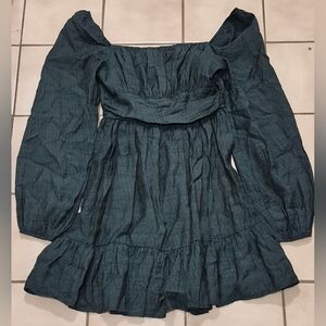 Lovely Day Puff-Sleeve  — Forest Green (Size S)